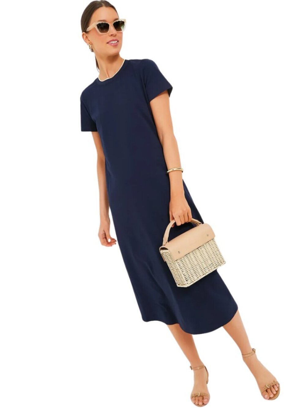 Tuckernuck Colbie Maxi Dress Women's XS Navy Blue Preppy Minimalist Casual Chic